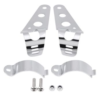 High Quality 35-43mm Motorcycle Headlight Bracket Bracket Fork Tube Clamp Kit Chrome for Chopper Cafe Racer, Made of Iron