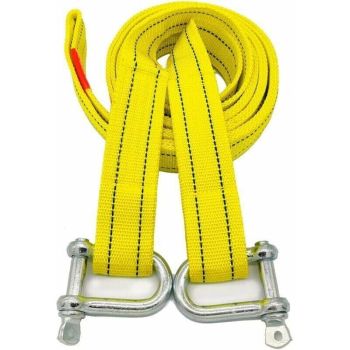 Heavy duty towing strap with two D-ring safety hooks for winch, 5 ton capacity and 5 m length..DEBUNS, Replacement Part