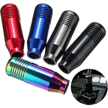 8.5CM Manual Car Gear Shift Knob - Universal 5.6-Speed Aluminum Gear Shift Knob Adapter - Gear Shift Knob (Black) Black—yux