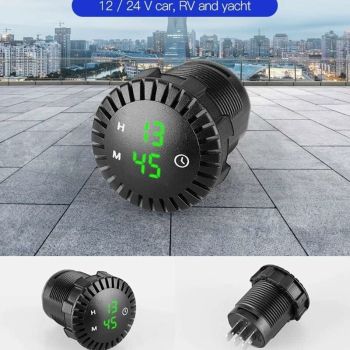 Car LED Clock Touch Clock Waterproof Car Digital Clock 12V/24V Mini LED Digital Clock Mini Motorcycle Clock 2.01 Inch, Black/Green Color Options