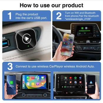 2-in-1 Wireless CarPlay Adapter Android Auto Wireless Adapter Smart Mini Box USB Dongle Plug and Play WiFi Quick Connection