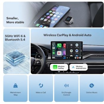 Ottocast Mini Cube Wireless CarPlay Adapter Android Auto Car Connection Box CP88-M, Aluminum Alloy material, wireless audio upgrade