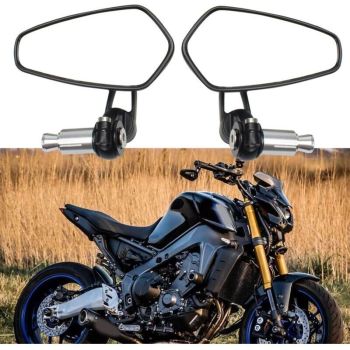 2 pc Motorcycle Handlebar Rearview Mirrors Motorbike Rear View Mirrors for XJ6 MT01 MT03 MT07 MT09 (Black), driving view recording, Black Color