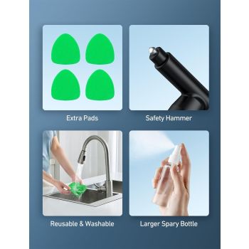 Windshield Washer, Car Windshield Cleaning Tool for Inside with 4 Reusable and Washable Microfiber Pads, Green, Green Color
