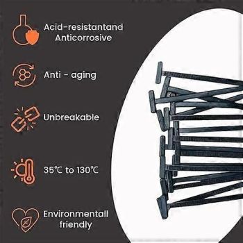 Nylon Universal Cable Tie Buckle, 10-100 pin and button cable ties self-locking 100 pcs, automotive replacement use, Black Color