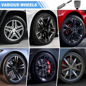 Rim Brush - Car Wheel Brush with Car Wash Mitt - Microfiber Rim Brush - Tire Brush - Wheel Brush - Rim Cleaner