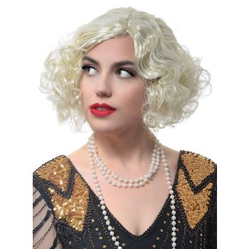 Short Curly Blonde 1920s Flapper Womens Costume Wig