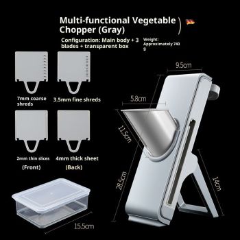 four-in-oneSlicer Safe Multifunctional Dicer Adjustable Commercial Slicer Machine Stainless Steel Chopper grey