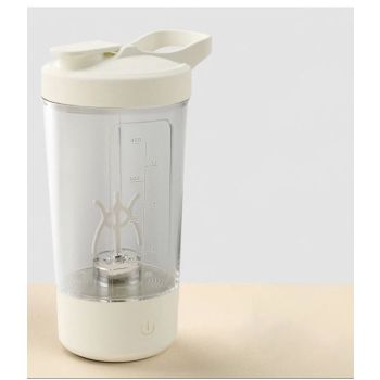 Electric Shaker Bottle, BPA Free - Portable Mixer Cup/USB Rechargeable Shaker Cups for Protein Shakes and Meal Replacement Shakes, 15.22 oz (White)