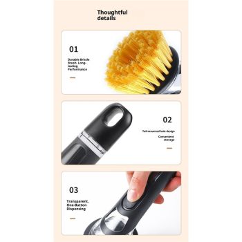 Refillable Soap-Dispensing Dish Brush with Replacement Head,  for Pot Pan Sink Cleaning Dish Scrubber Brush (Yellow)