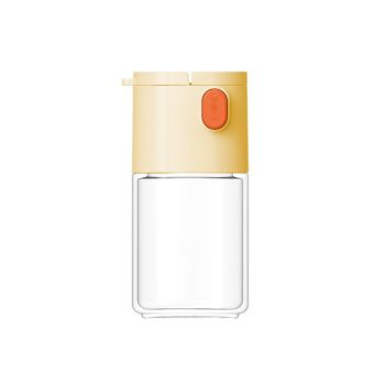 Measure Seasoning Bottle, Salt Shaker or Pepper Shaker, Kitchen Must have, Glass Metering Spice Salt Paprika Pepper Cumin Powder Sugar Dispenser Spice Jar,   (Beige&Yellow)12.5*6.4*6cm,2pcs