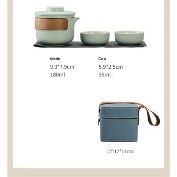 Mini Travel Ceramic Tea Pot Set Kung Fu Teapot, 1 Pot 2 Cups Porcelain Teacup with Tea Infuser Portable Bag for Outdoor Picnic Hotel