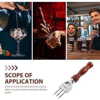 Ice Pick Stainless Steel with Safety Wooden Handle for Kitchen Tool, Bartender, Restaurant, Picnics, Camping, Japanese Style Ice Crushers for Home Use, Ideal for Bars and Families, 7.1 Inch