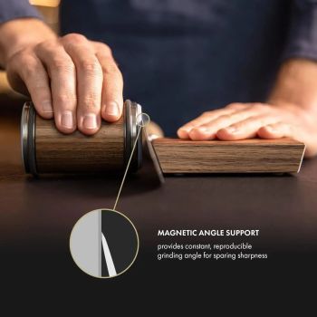 Rolling Knife Sharpener Kit, Rolling Knife Sharpener Tool, Kitchen Knives Knives Sharpener Kit Offers 15 & 20 Degree Magnetic Knife Sharpening Roller.（Wood grain set
 8.5 * 5.5 base 10.6 * 6 *. 25cm
）