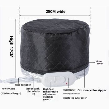 Heat Cap for Deep Conditioning:3 Mode  Heats Up Quickly Settings Hair Steamer for Natural Hair Home Use Thermal Steam Cap for Black Hair Portable Heating Caps（black）