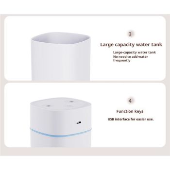 Portable Humidifier - Small Air Humidifiers for Bedroom, Plants, Office, Travel - Cool Mist Humidifiers, White