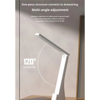 Powered Rechargeable Battery LED Desk Lamp, 3 Color Temperatures, Flip Open,Adjustable Angle, Phone Stand & Flicker-Free Eye Comfort, White