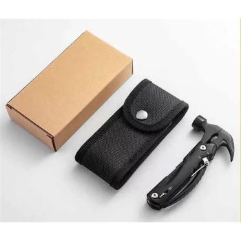12 in 1 Hammer Multitool Gifts for Men, White Elephant Gifts for Adults, Mens Gifts for Dad Him Husband, Christmas Gift for Mens Dad Him, Camping Essentials Gear，black(14*7cm）