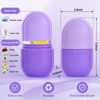 Ice Roller for Face and Eye, Upgrated Skin Care Tools, Ice Facial Cube, Gua Sha Face Massage, Silicone Ice Mold for Face Beauty (Purple)2pcs