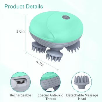 Upgraded Handheld Scalp Massager, with 3 Modes Electric Scalp Massager, Scalp and Back Scratcher for Relieving Tight Stiffness Muscles, Promote Bonding,green