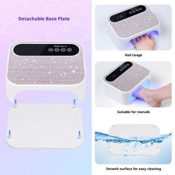 Cordless Nail Lamp, Rechargeable UV Nail Lamp for Gel Nails, LED Nail Lamp with 3 Timer Modes, Gel Nail Light Decorate with Sparkling Nail Rhinestones Diamond (Sparkly Diamond)