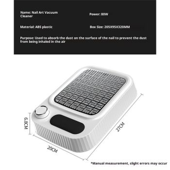 Nail Dust Collector - Professional Powerful Suction Dust Collector Nail Tech LED Display, Adjustable Speed Reusable Filter, Strainer Panel for Acrylic Nail Polishing Manicure Salon Home