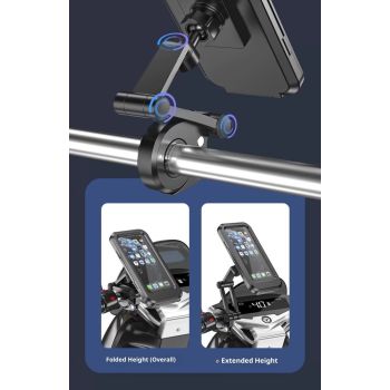Phone Mount with Waterproof Protector, 360 Degree Adjustable Holder, Compatible with 7inch Roll Bar， Cell Phone