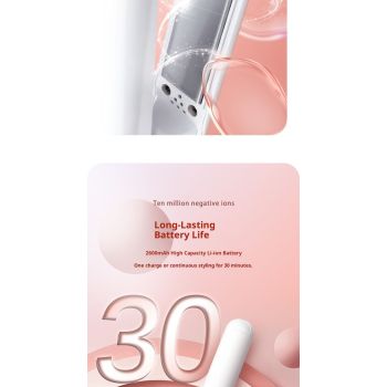 Cordless Hair Straightener 2 in 1 Mini Curler and Flat Iron Ceramic Portable USB Rechargeable Travel Hair Styler for Women Men with Pouch (White 19.5*2cm)
