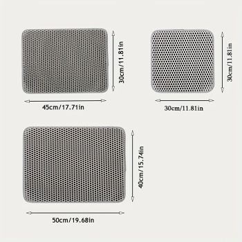 Cat Litter Mat Double Layer Waterproof Urine Proof Trapping Mat  Small Cat Litter Box Mat (Gray, 30x30 Inch of 1)
