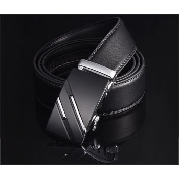 Men's Automatic Belt Leather Business Casual Style Slide belt,  for men Slide Belt Strap Automatic Leather Belt Buckle