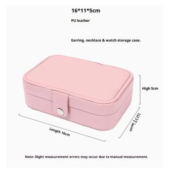 Travel Jewelry Box, PU Leather Small Jewelry Organizer for Women Girls, Portable Mini Travel Case Display Storage Holder Boxes for Stud Earrings, Rings, Necklaces, Bracelets (Pink)