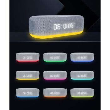 Bluetooth Wireless Speaker, Fast Charging, LED Display, USB Charger, Dimmable Night Light, Alarm Clock Feature, Wireless Charger, Digital Clock,