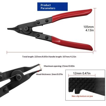 Angle Tip Lock Ring Pliers, Spread Snap Rings on Brakes, Pedal Shafts, Clutch Shafts, Transmissions, Piston Rings, and More with These Mechanic’s Pliers