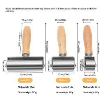 1Pcs 60mm Heavy Duty Leather Press Seam Roller , Leather Press Laminating Roller Edge Roller Leather Edge Creaser and Smoother Platen Tool for Leather(Medium)