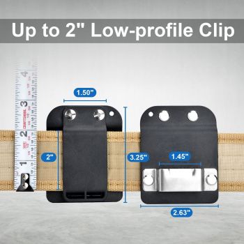 2 Pack Tape Measure Holder for Belt, Low-Profile Tape Measure Belt Clip, Fits up to Tool Belt, Tape Accessories