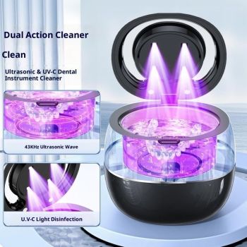 Upgraded Ultrasonic Retainer Cleaner Machine, 45kHz Ultrasonic Dentures Cleaner for Night Guards, Braces, Aligner, Toothbrush, Jewelry and More, 180ML Capacity, Black