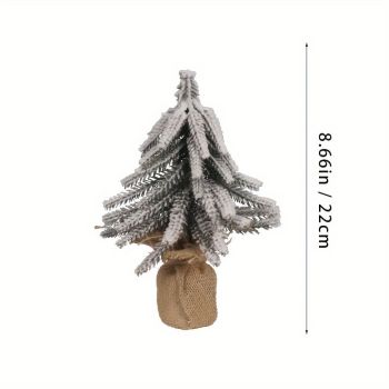 3 Pcs Snow Tabletop Christmas Trees, Snow Flocked Mini Tabletop Pine Trees with Wooden Base,Artificial Desk Christmas Trees for Xmas Holiday Home Party Table Decorations(22cm)