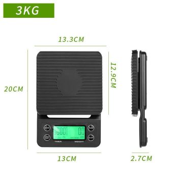 3KG electronic scaleCoffee Scale with Timer Small, Espresso Scale with Timer Small, Espresso Coffee Scale with Timer for Pour Over Coffee black