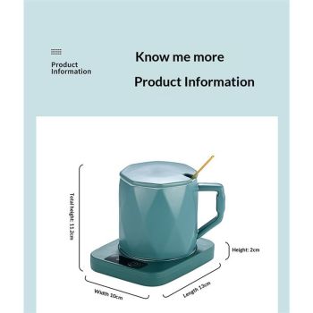 Coffee Mug Warmer with Cup, Coffee Warmer 55℃ Constant Temperature Thermostat Coaster Smart Cup Warmer for Heating Coffee, Beverage, Milk, Tea and Hot Chocolate (Green)