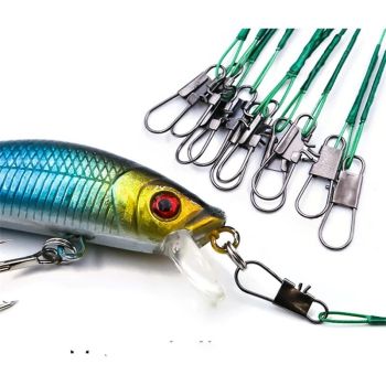 30pcs Fishing Wire Leaders Heavy Duty Fishing Stainless Steel Wire Leaders High Strength Fishing Leaders with Swivels and Snaps Green