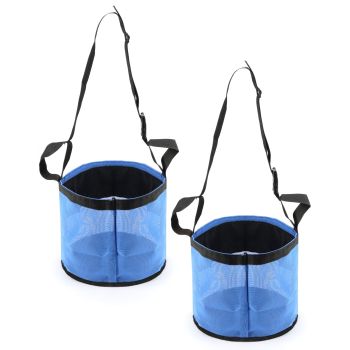 2 Pack Horse Feed Bag for Grain - Durable Mesh Grain Feeder with Adjustable Strap, Comfortable Neck and Nose Pad Horse Muzzle Feed Bag, (blue S size 21 * 18cm)