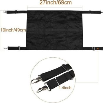 HardwareBreathable Mesh Protector, Portable Aisle Fence | Wind Shield Oxford Cloth Construction, Weather Durable Safety Strap System Equine Training Stable Gate (Black)