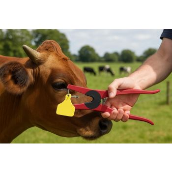 Livestock Ear Tag Applicator Tool – Heavy Duty Metal Tagging Pliers for Cattle, Goats, Sheep, and Farm Animal Identification（24cm,Give away a wrench and an ear tag nail）