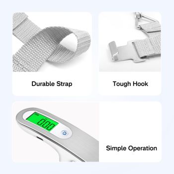 Rechargeable Luggage Scale with Strap & Type-C Port - Portable, Digital, High-Precision, and Ideal for Backpacks, Suitcases, and Carry-Ons - Up to 110lb/50kg Capacity -Strap