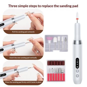 Portable Electric Nail Drills, Manicure and Pedicure Sets for Grinding,polishing and Trimming,Rechargeable Pedestal Nail Polisher