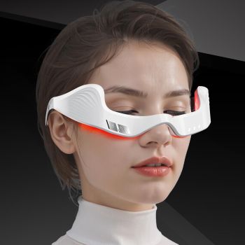 Red Light Eye Massager,Red Light Glasses,Under Eye Light Therapy Device,Red Light Beauty Device Eye Massage Light-Weight,Reducing Dark Circles,Puffiness,Wrinkles (Milky)