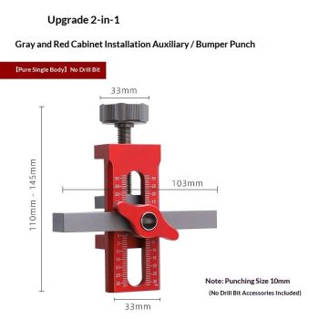 2-in-1 Cabinet Door Mounting Jig & Rebound Device Tool with Bag, Installation Positioner for Frameless Cabinets Only, Easily Adjustable Aluminium Alloy Cabinet Hardware Jig