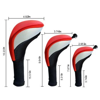 Black Golf Club Head Cover for  Fairway 3 Pcs Woods Headcovers, Golf Accessories Hybrid Head Covers Set