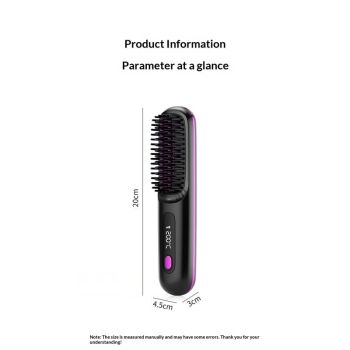 Hair Straightener – Cordless Comb with Negative Ion, Fast Heating & Portable Travel Design, Rechargeable Brush for Straightening and Curling (1Pcs)