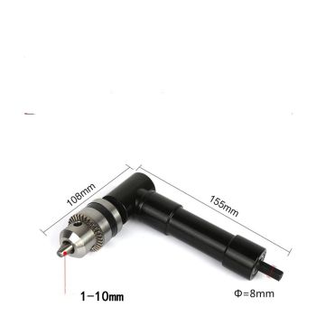 Drill Chuck Extension,  90 degree attachment Adapter With 3/8" Keyed Chuck 8mm Hex Shank Power Tool Accessory（10.8*15.5cm)